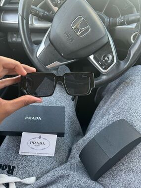 Prada Black Rectangular Sunglasses